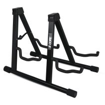 5 CORE Double Guitar Stand Floor Adjustable Heavy Duty A Frame Universal Folding Acoustic Electric Bass Mandolin Banjo Violin Holder Multiple Folding Stands For On Stage Studio Easy Assembly BLACK