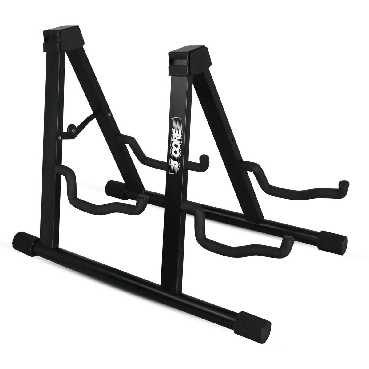 5 CORE Double Guitar Stand Floor Adjustable Heavy Duty A Frame Universal Folding Acoustic Electric Bass Mandolin Banjo Violin Holder Multiple Folding Stands For On Stage Studio Easy Assembly BLACK