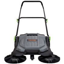 VEVOR Walk-behind Hand Push Floor Sweeper, 25.6" Sweeping Width Floor Sweeper Manual Non-Electric, 5-Gallon Waste Container, Angle & Height Adjustable Folding Handle for Walkway, Yard, Garage, Patio